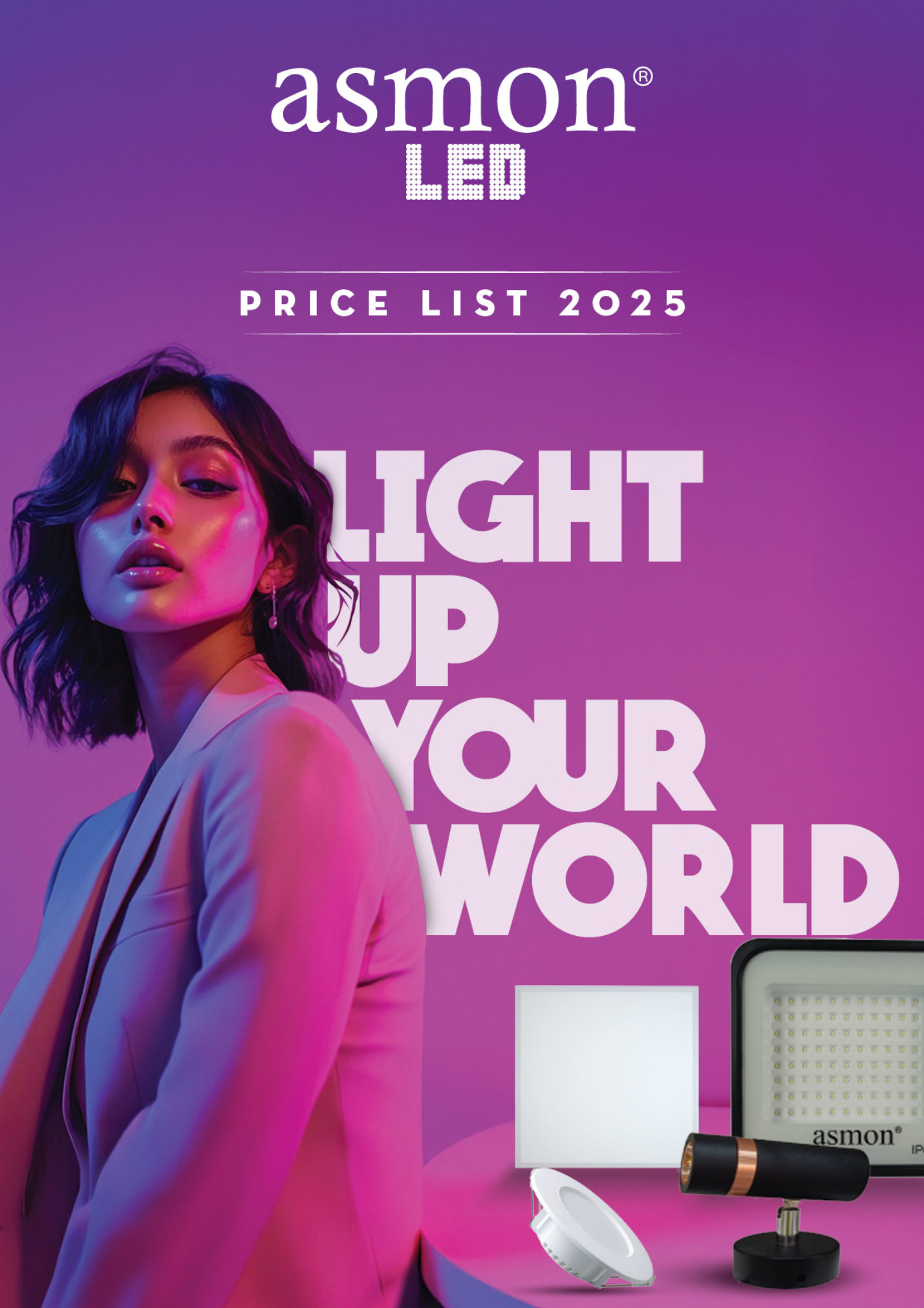 Asmon LED lighting catalogue cover with decorative lighting products